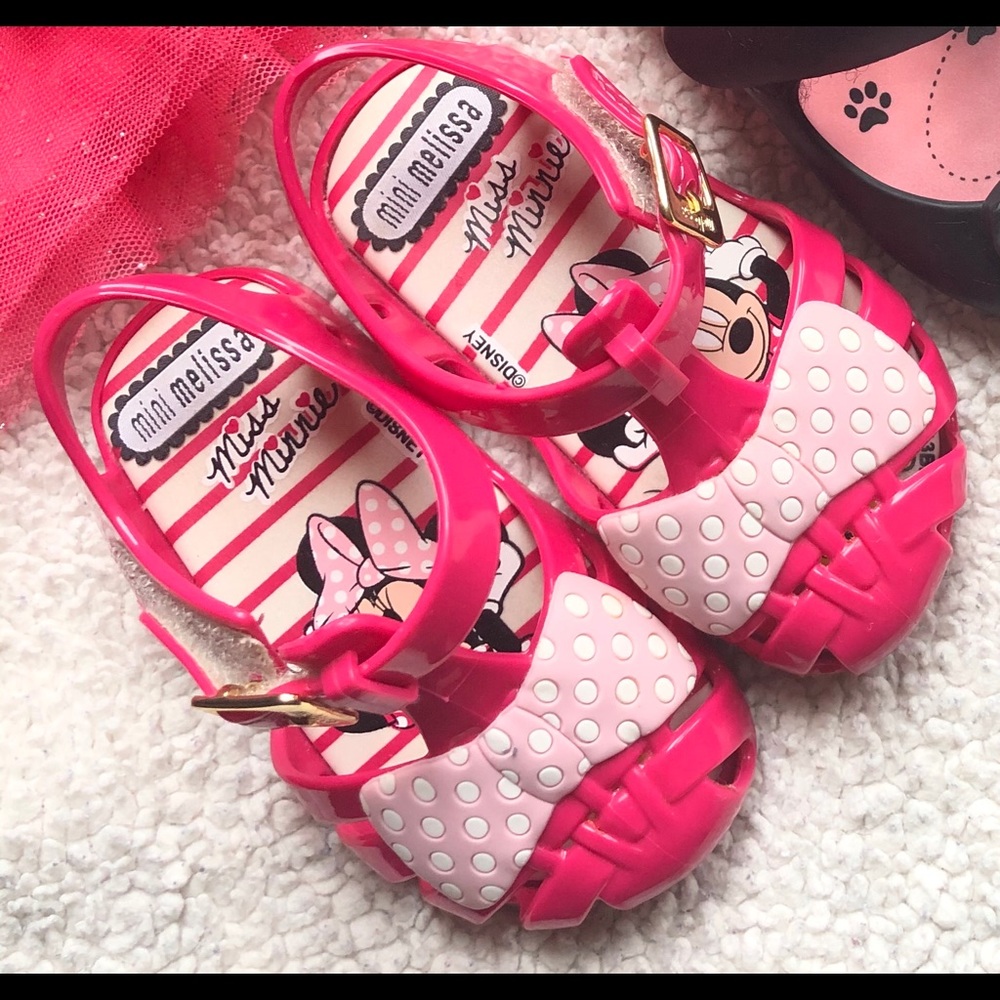 Mini Melissa 🎀 Minnie Mouse Pink Bow Sandal Size 5